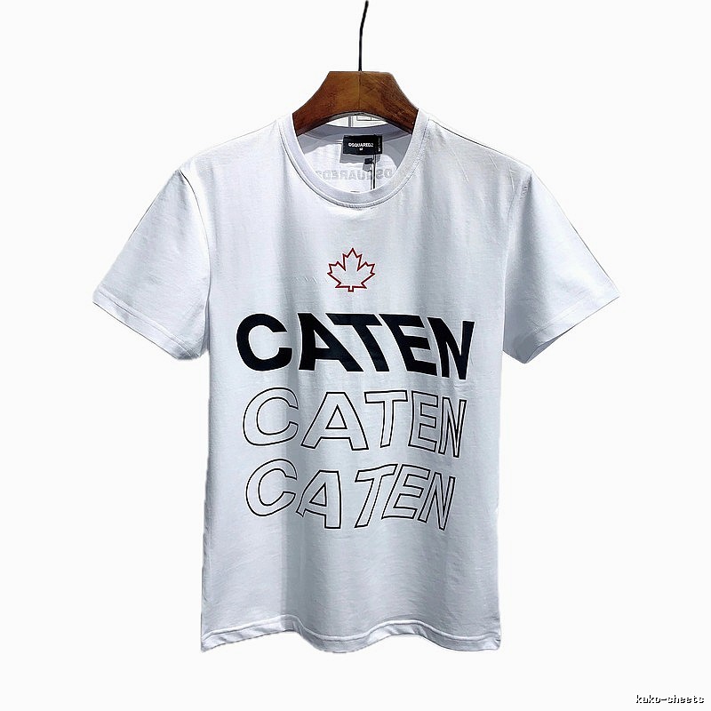 DSQ CATEN Letter Print Trendy Brand White Short Sleeve T-Shirt