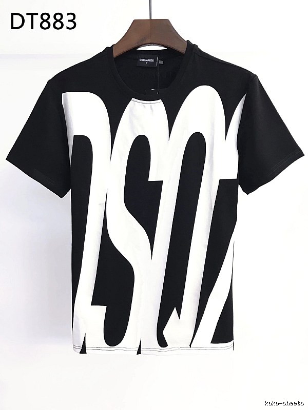 DSQ Large Letter Street Style Black and White Short Sleeve T-Shirt