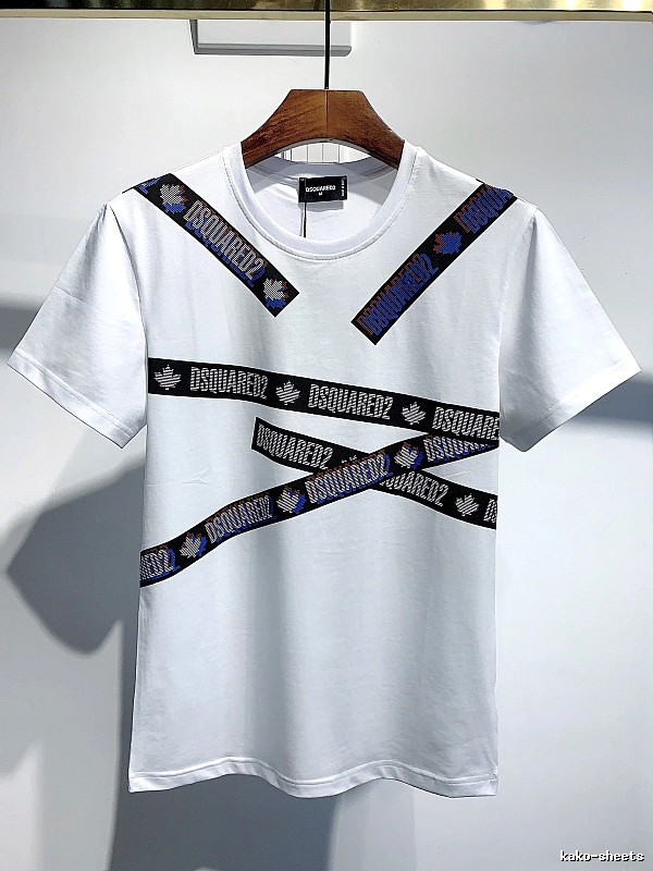 DSQUARED2 Webbing Streetwear Brand White Short-sleeve T-shirt