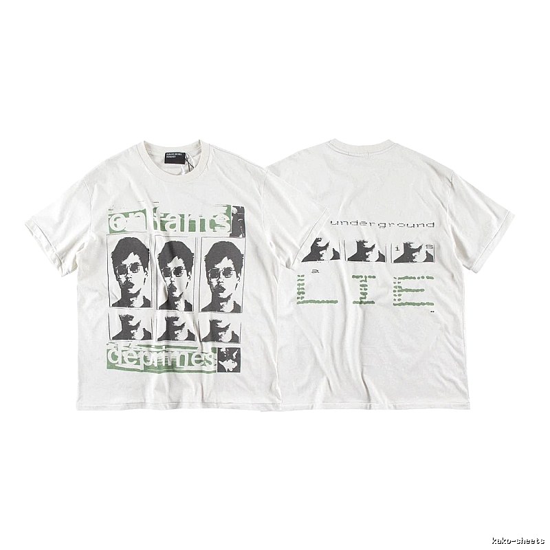 ERD GRJKD Portrait Print Vintage Off-white T-Shirt