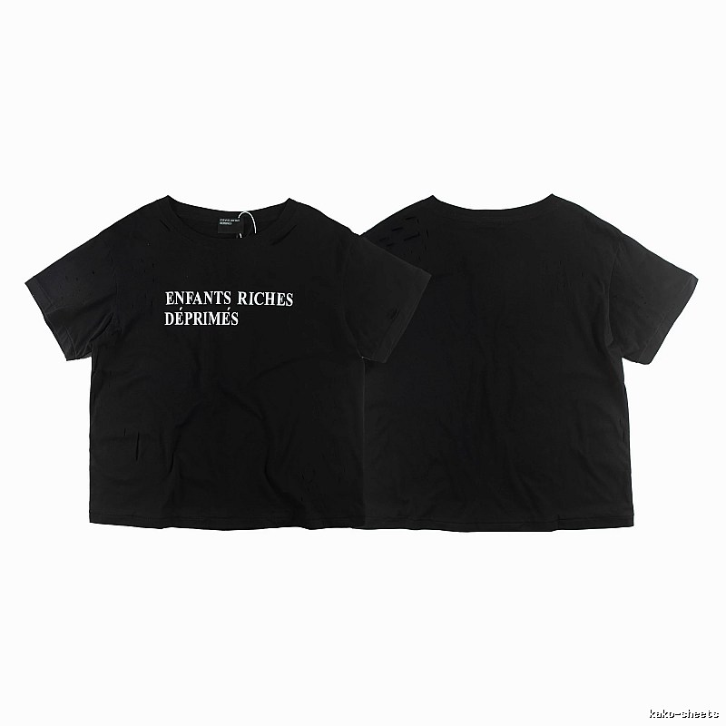 ERD Letter Print Dark High Street Black Short Sleeve T-shirt