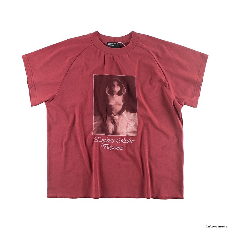 ERD Portrait Print Vintage Style Burgundy T-shirt