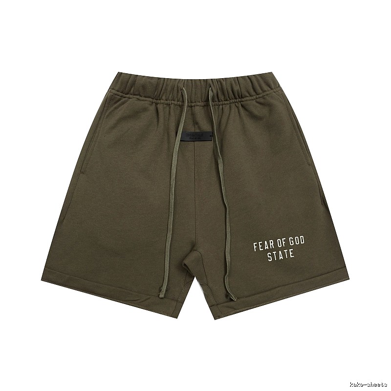 ESSENTIALS Sporty Military Green Shorts