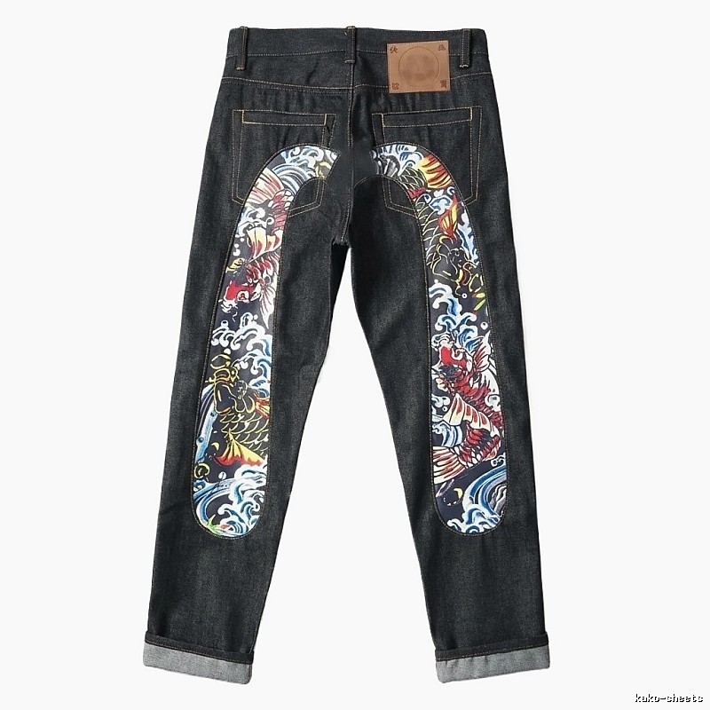 EVISU Koi Carp Trendy Black Jeans