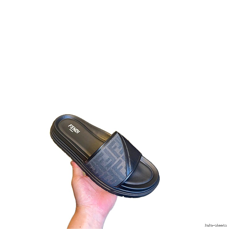Fendi FF Monogram Casual Black Slide Sandals