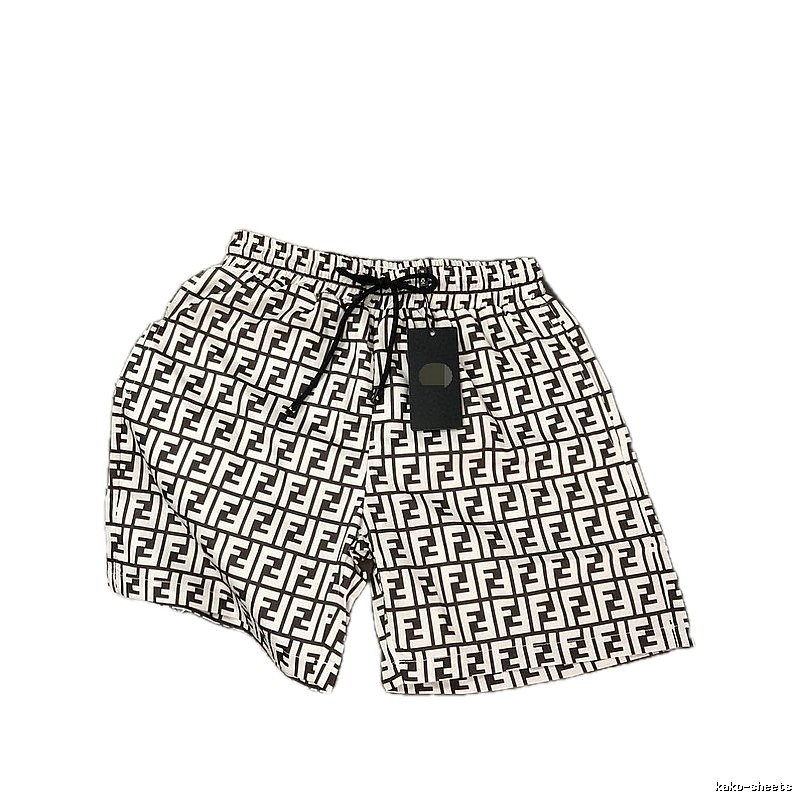Fendi FF Monogram Streetwear Style White and Black Shorts