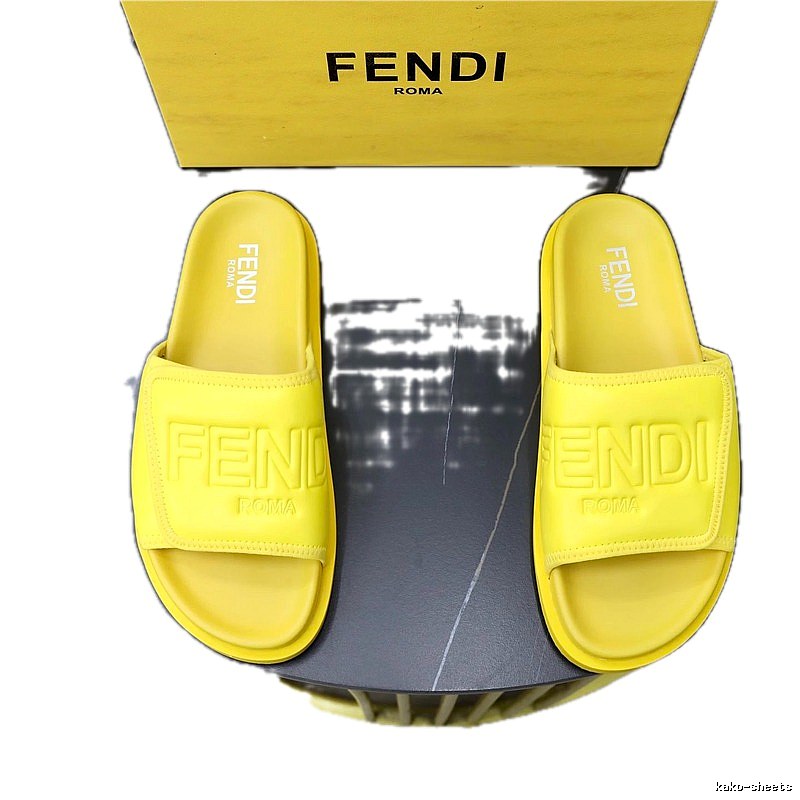 Fendi Roma Minimalist Lemon Yellow Slides