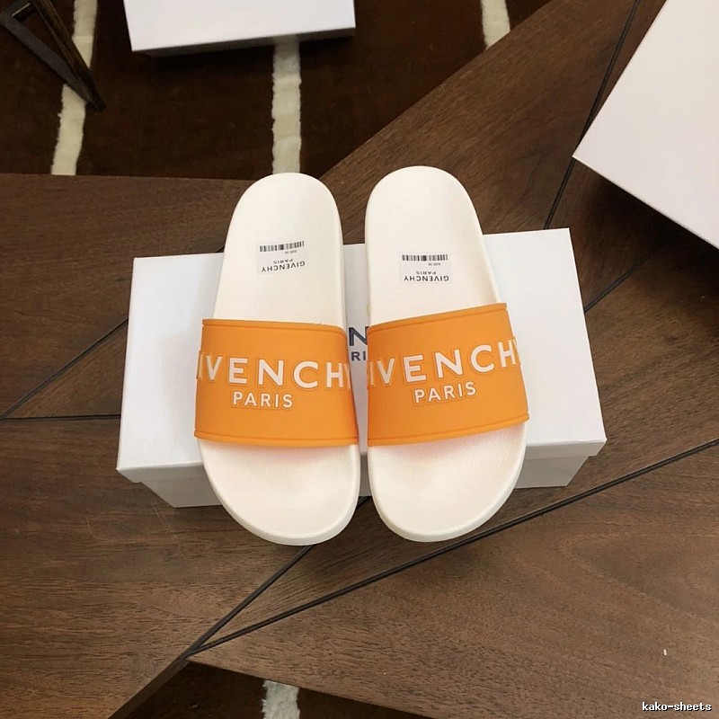 Givenchy Alphabet Series Minimalist Style White & Orange Slide Sandals