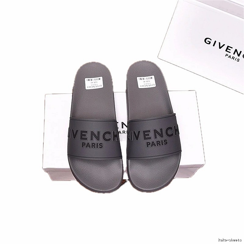 Givenchy Dark Grey Light Luxury Style Slide Sandals with Embossed Letters