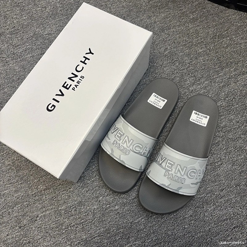 Givenchy Paris Camo Streetwear Gray Slides