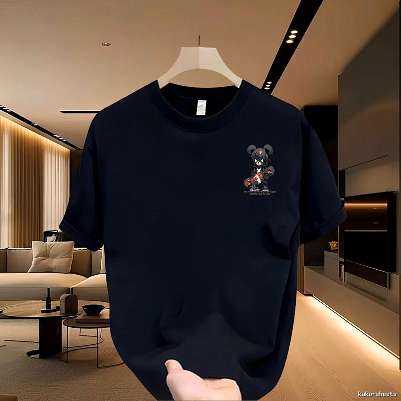 Gloomy Bear Cool Streetwear Style Navy Blue Short-sleeve T-shirt