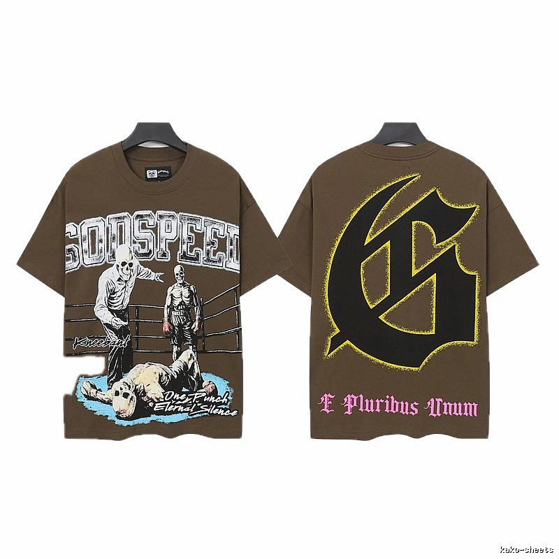 Godspeed Skull Boxing Street Style Brown T-shirt