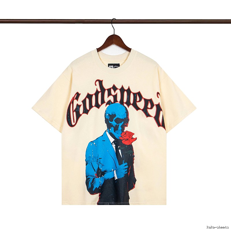 Godspeed Skull Print Street Style Beige T-shirt