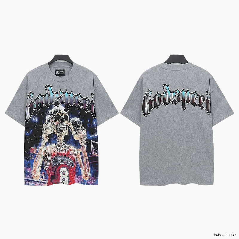 Godspeed Skull Street Basketball Style Grey T-Shirt