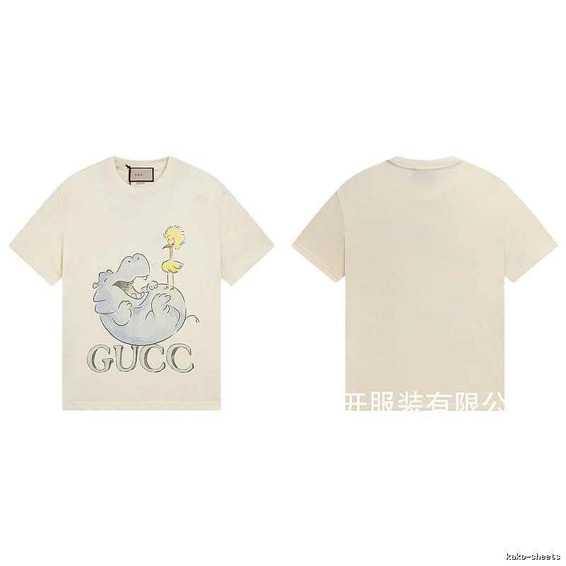 Gucci Cartoon Hippo Casual Off-white T-shirt