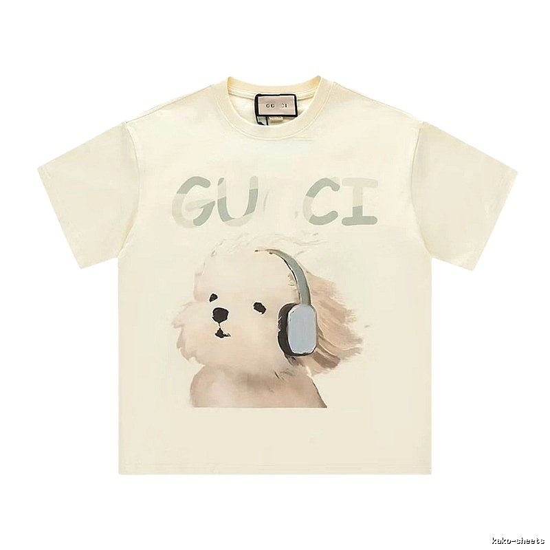 Gucci Dog Print Casual Style Off-white T-shirt