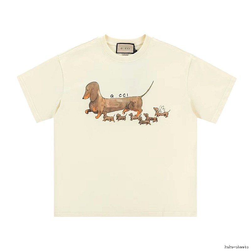 Gucci Sausage Print Casual Style Off-white T-shirt