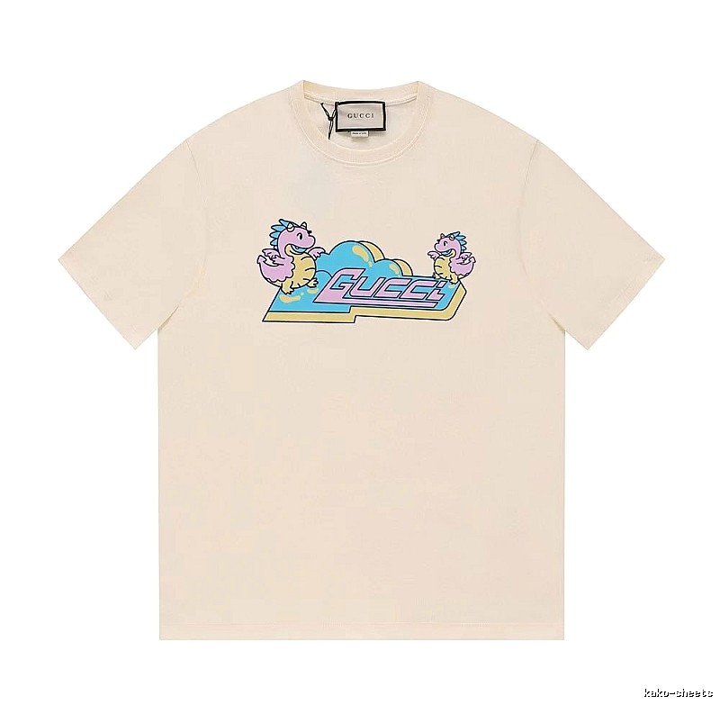 Gucci Year of the Dragon Collection Cartoon Style Off-white Short Sleeve T-shirt