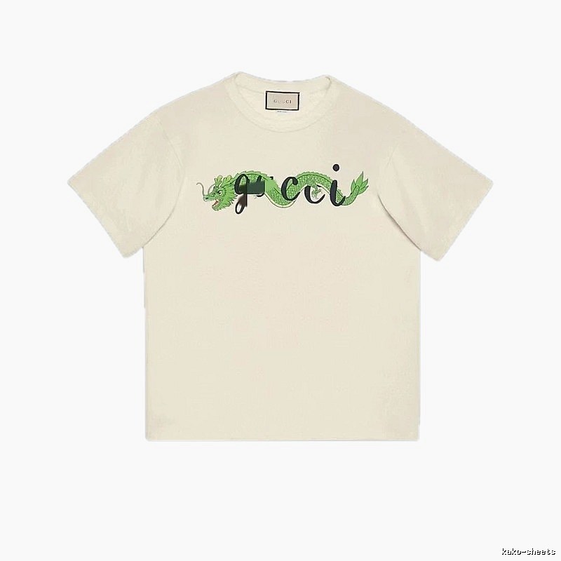 Gucci Year of the Dragon Collection Vintage Style Off-White Short Sleeve T-Shirt