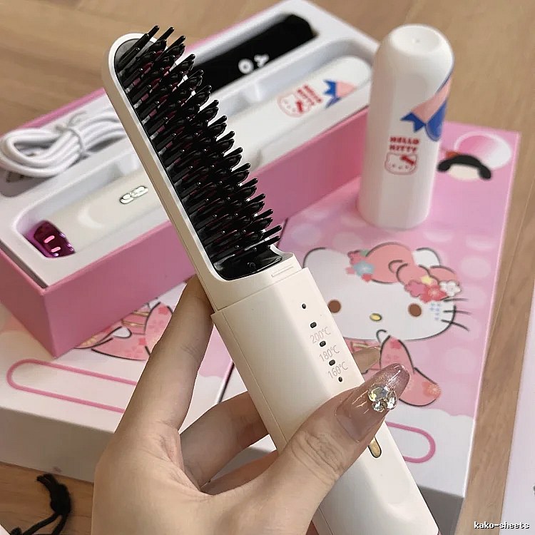 Heated Hair Straightening Brush in White