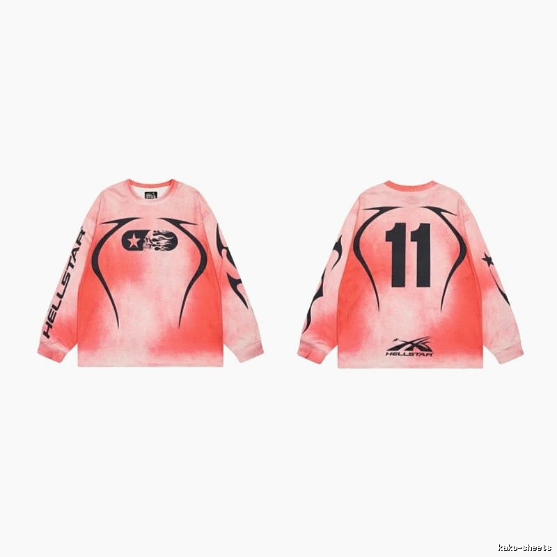 Hellstar 11 Street Style Gradient Pink Long-sleeve T-shirt