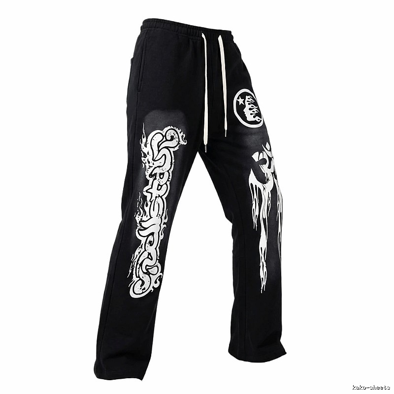 Hellstar Dark Style Printed Black Pants