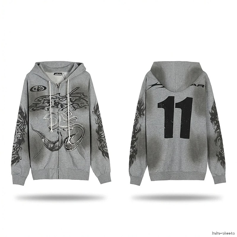 Hellstar Flame Wind Gray Sweatshirt
