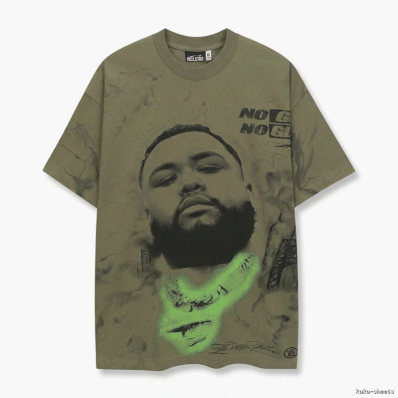 Hellstar Retro Style Olive Green T-shirt