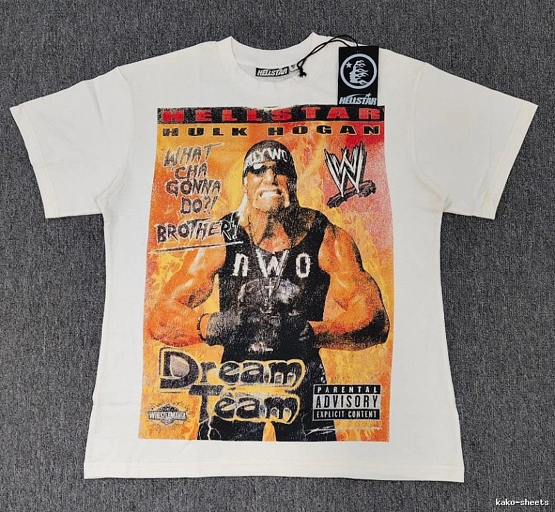 Hellstar x WWE Co-branded Vintage Style Off-white T-shirt