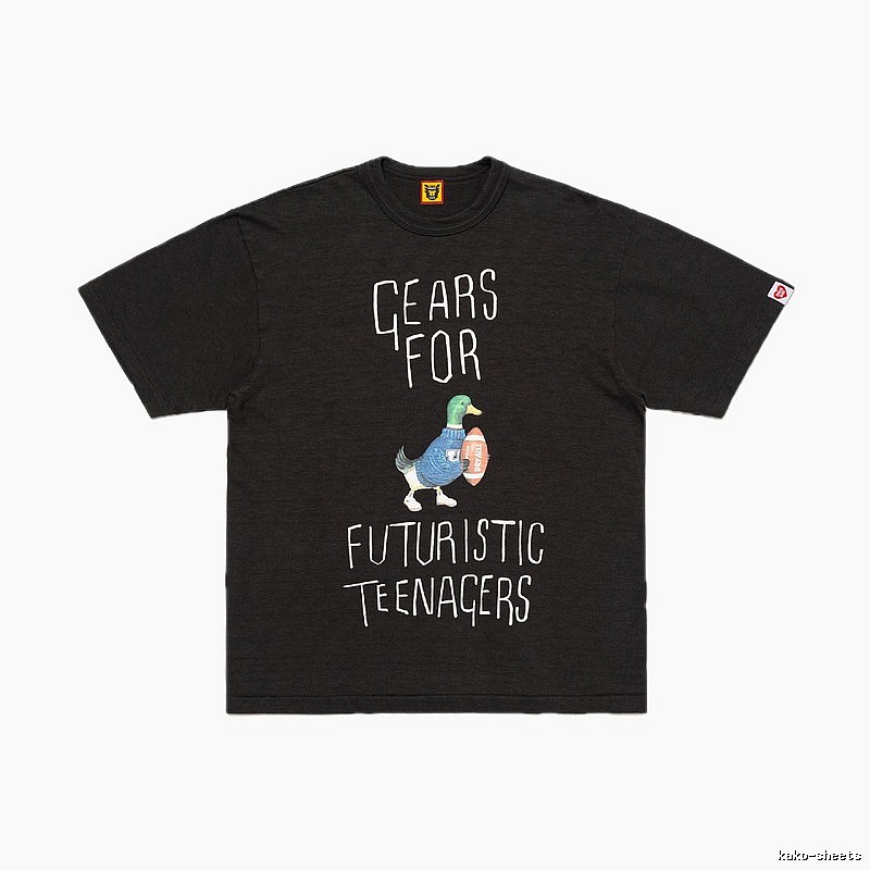 HUMAN MADE Green Duck Print Vintage Style Black T-Shirt
