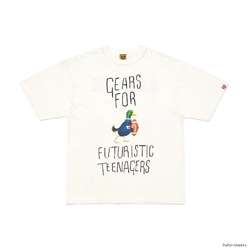 HUMAN MADE Japanese Streetwear Green Duck Printed Off-white T-shirt