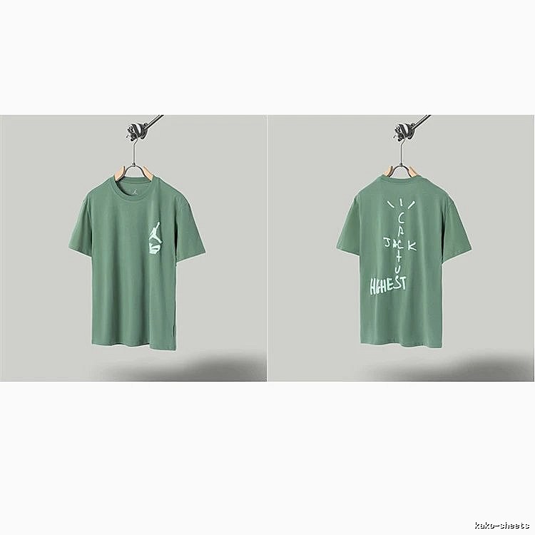 Jordan x Travis Scott Co-branded Street Style Pea Green T-Shirt