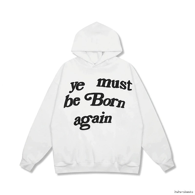 Kanye's religious-style white hoodie.