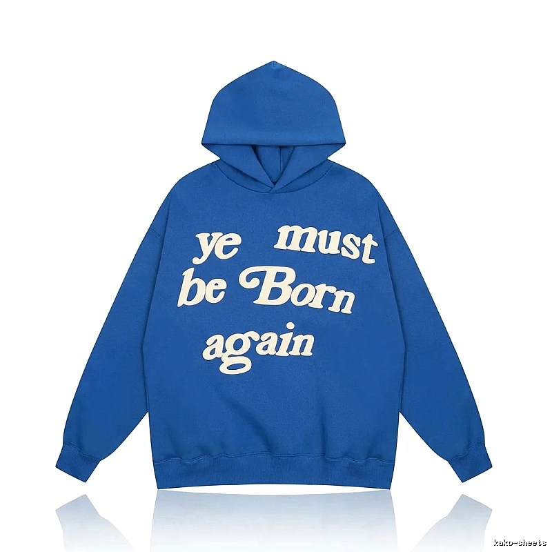Kanye's retro-style blue hoodie