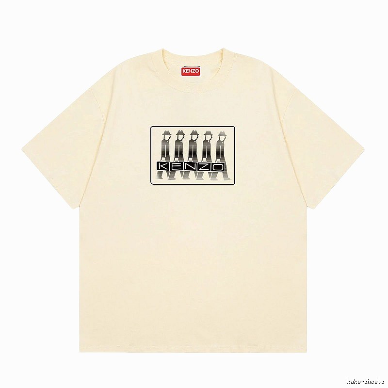 KENZO Character Print Casual Style Beige T-shirt