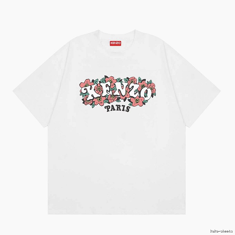 KENZO Floral Collection Street Style White Short-sleeve T-shirt