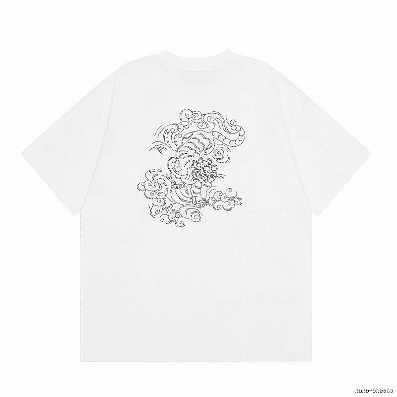 KENZO Line-drawn Tiger Chinese Style White Short-sleeve T-shirt