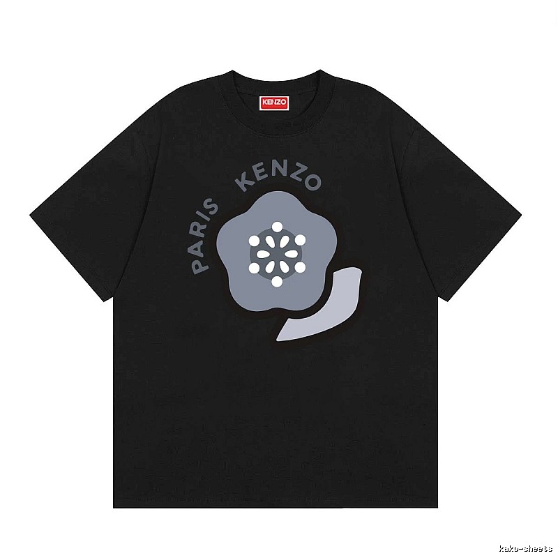 KENZO Paris Flower Casual Style Black T-Shirt