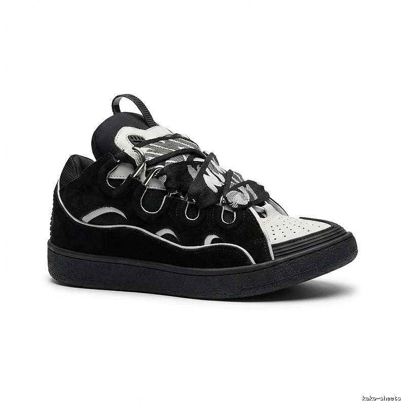 LANVIN retro-style black-and-white canvas shoes