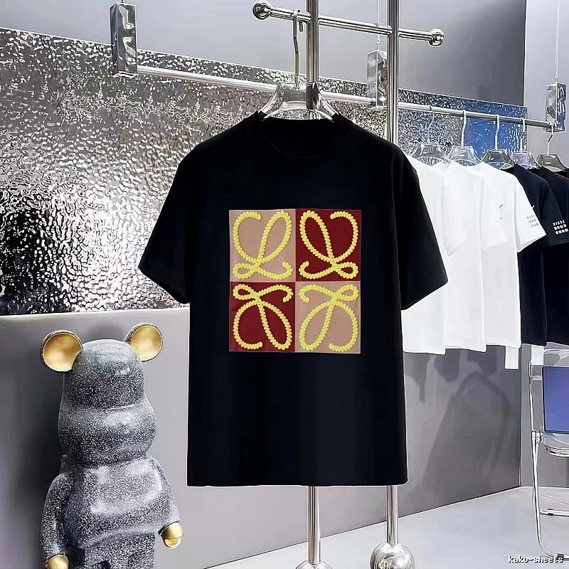 LOEWE Color-block Embroidered Casual Black T-Shirt