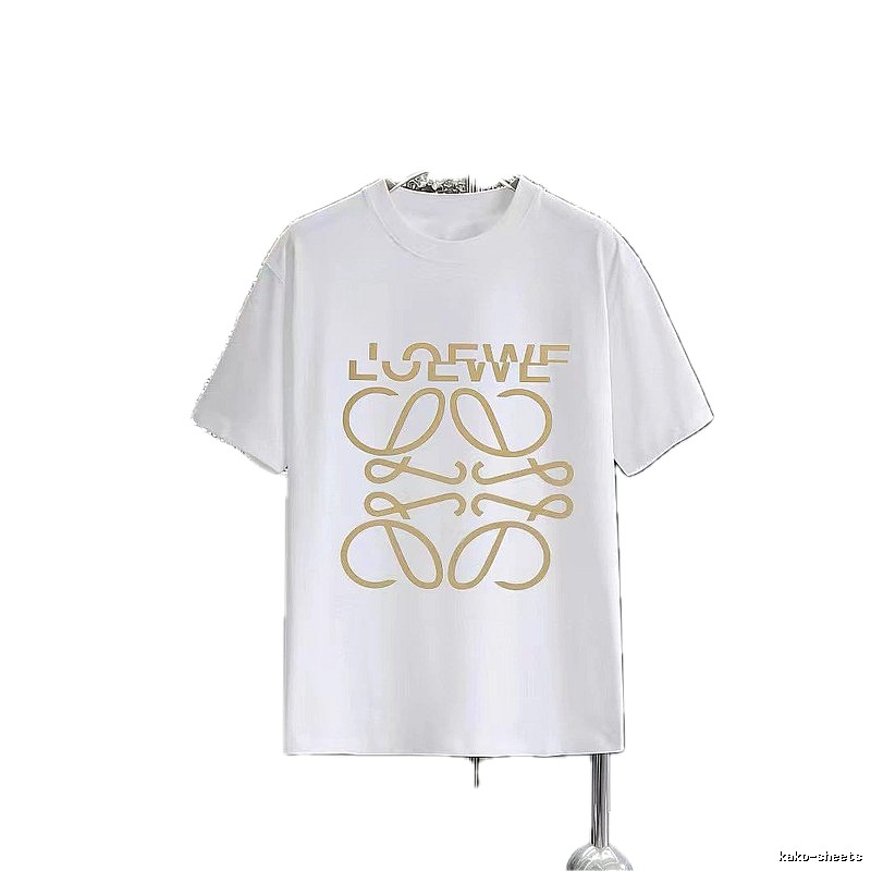 LOEWE Gold Hot-stamped Logo Light Luxury Style White T-Shirt
