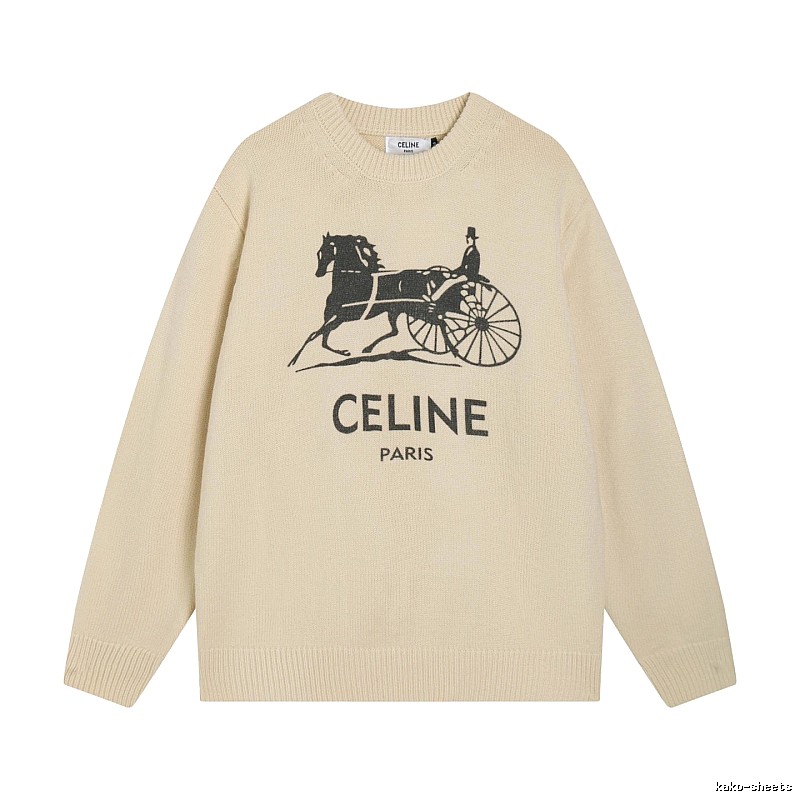 Logo Knit Sweater for School Runs in CELINE Style