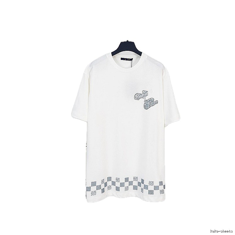 Louis Vuitton Checkerboard Casual Style White T-Shirt