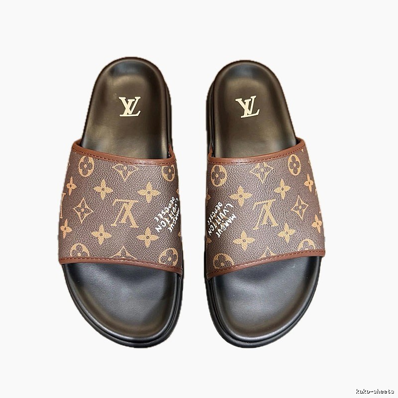 Louis Vuitton Classic Monogram Vintage-style Brown Slide Sandals