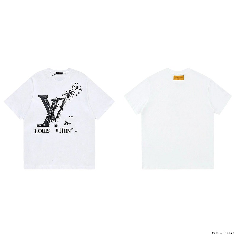 Louis Vuitton Dissolved Print Trendy Short Sleeve White T-Shirt