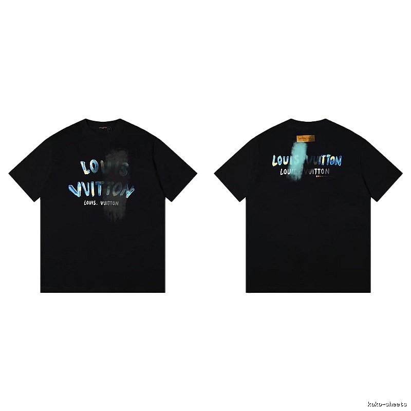Louis Vuitton Gradient Graffiti Trendy Cool Black Short-sleeve T-shirt