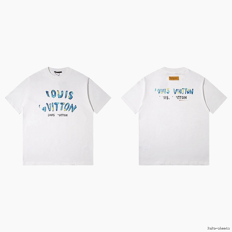 Louis Vuitton Hand-painted Graffiti Casual Style White T-shirt