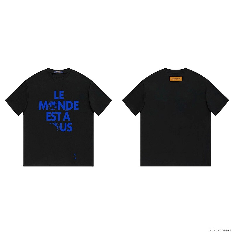 Louis Vuitton Letter Print Cool Trendy Style Black T-shirt
