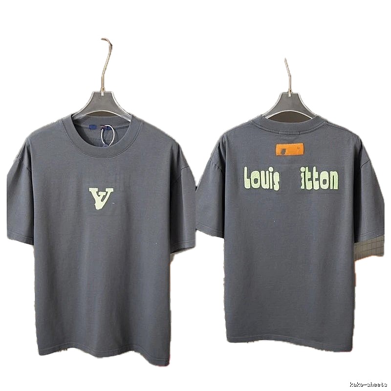 Louis Vuitton Letter Print Streetwear Dark Gray Short-Sleeve T-Shirt