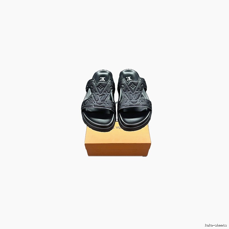 Louis Vuitton LV Monogram Light Luxury Style Black Slippers